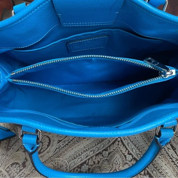 Coach Crossgrain Leather Margot Carryall Shoulder Bag Crossbody Sky Blue F34607 - Picture 15 of 16